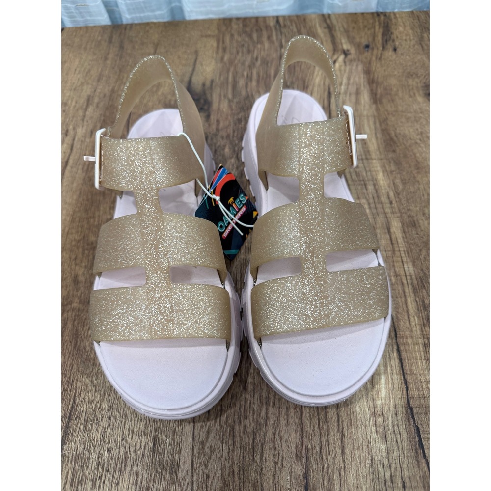 Skechers Foamies Glitter Jelly Sandals‎ Platform Women Size 7 Gold Pink Washable - Picture 2 of 12